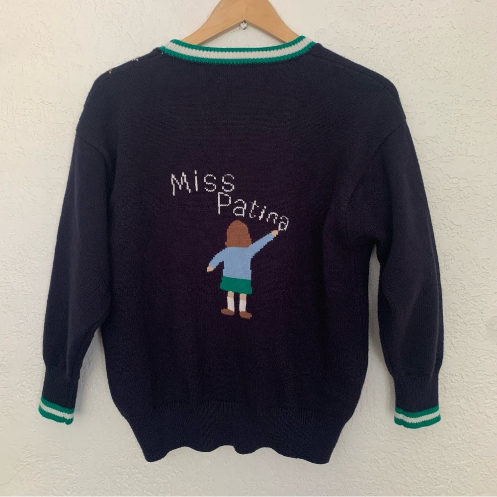 Miss Patina Russell Campus Academia Argyle Preppy Classic Cardigan Sweater - Picture 13 of 17